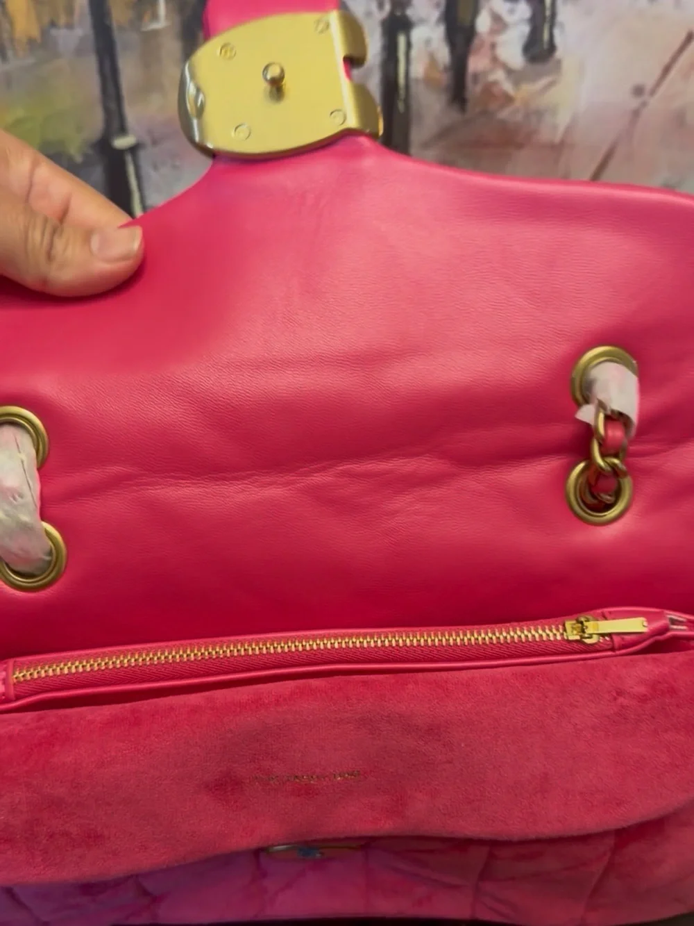 Coach Pink Quilted Suede Shoulder Bag with Signature C